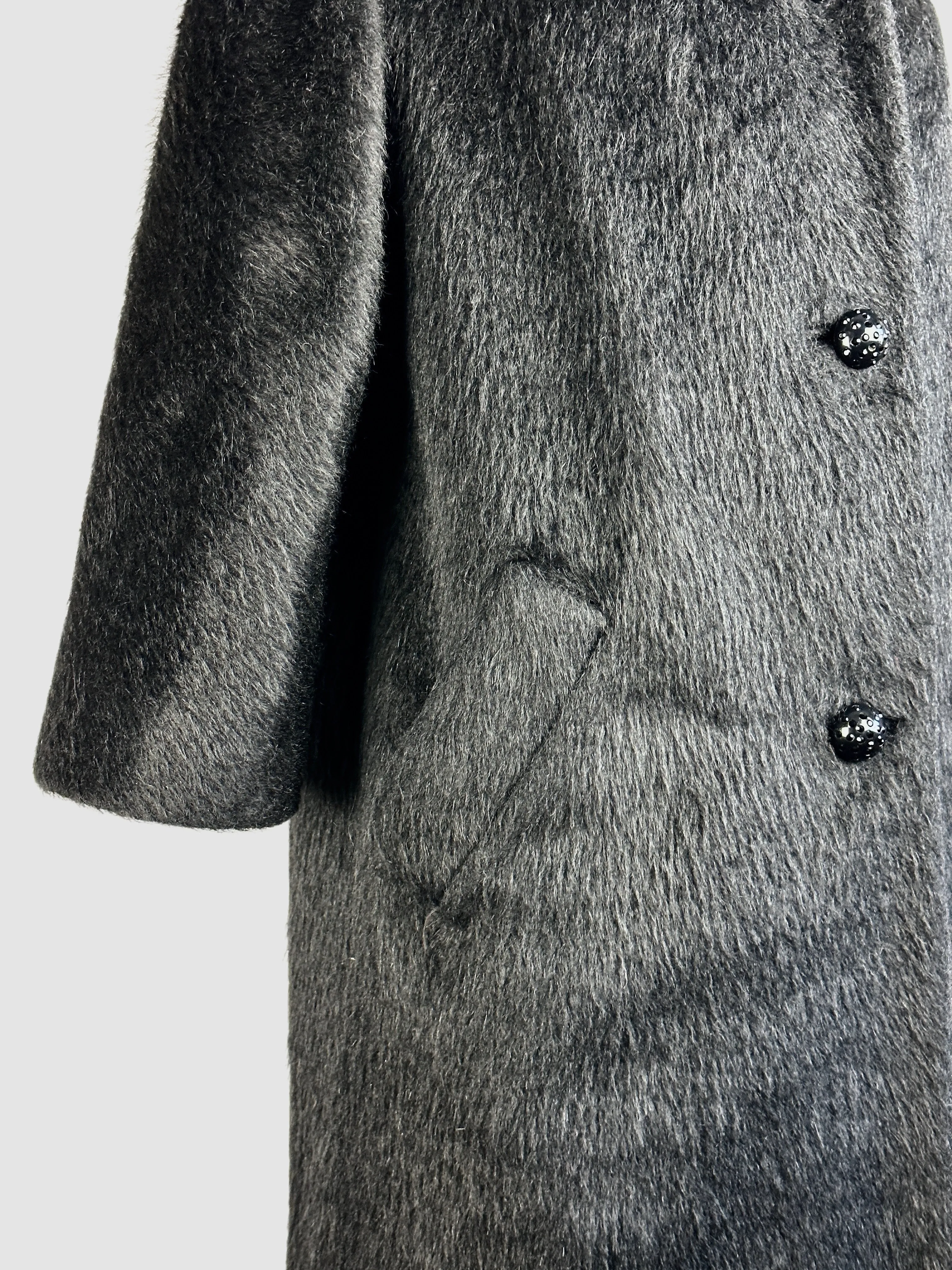 LILLI ANN 50s Mohair Coat with Mink Fur Collar • Small Medium