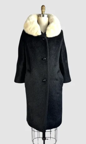LILLI ANN 50s Mohair Coat with Mink Fur Collar • Small Medium