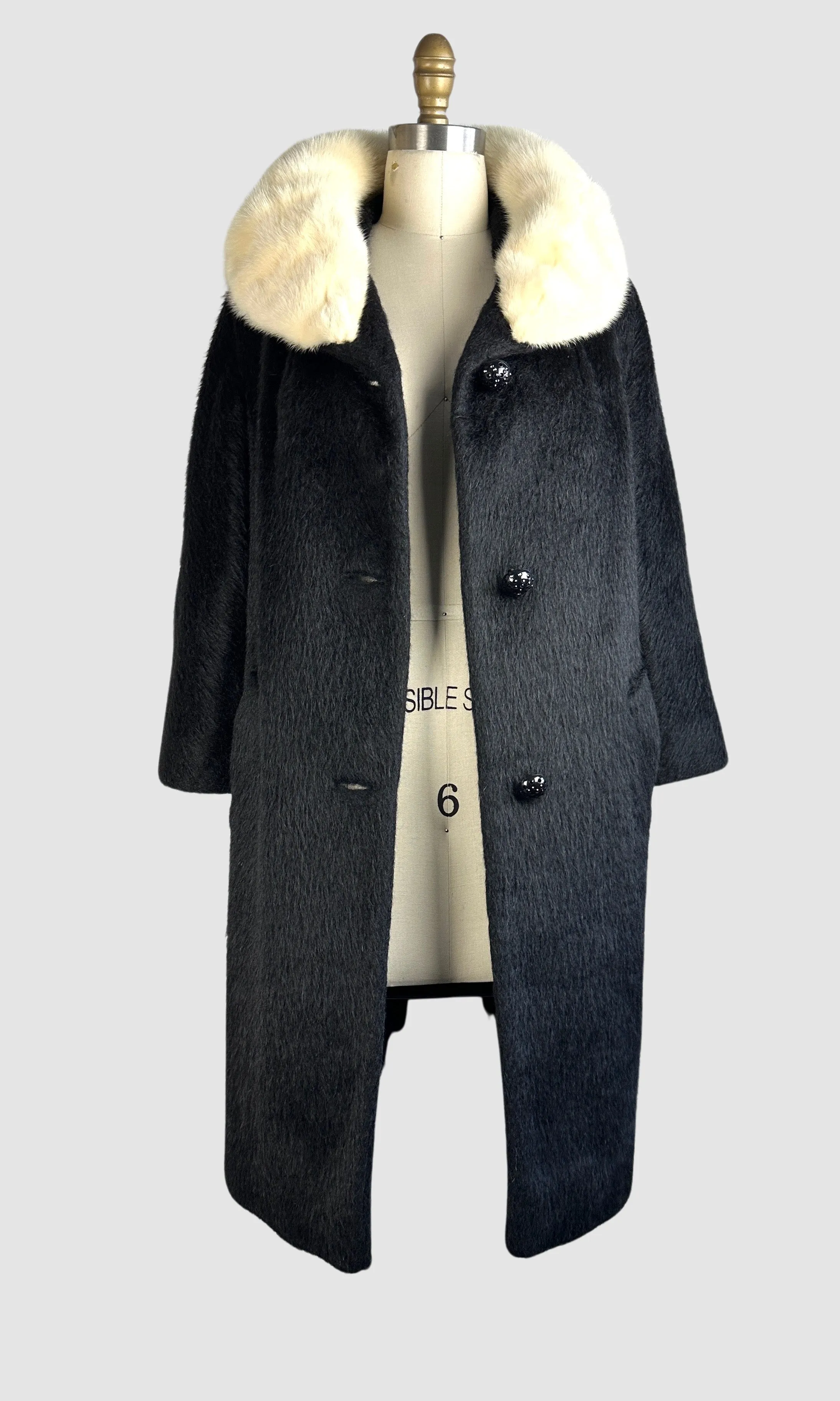 LILLI ANN 50s Mohair Coat with Mink Fur Collar • Small Medium