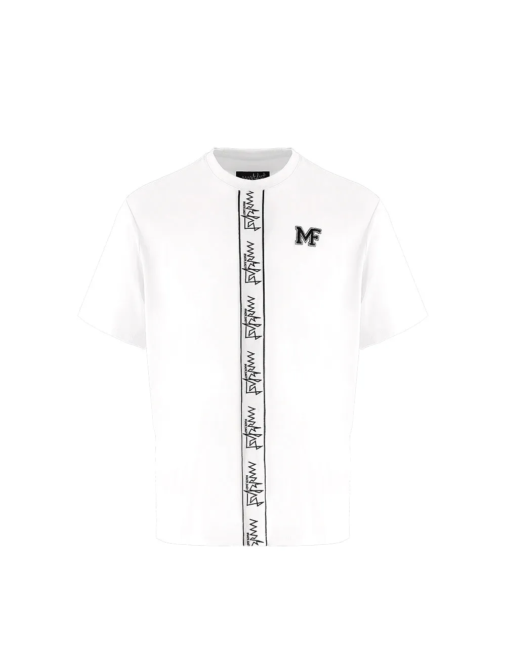 MARK FAST MEN OVERSIZE T-SHIRT WITH MF LOGO STRAIGHT STRIP EMBROIDERY
