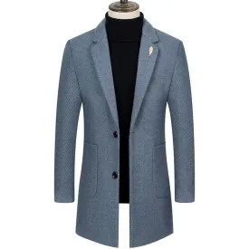 Men's Lapel Herringbone Slim-fit Cashmere Coat