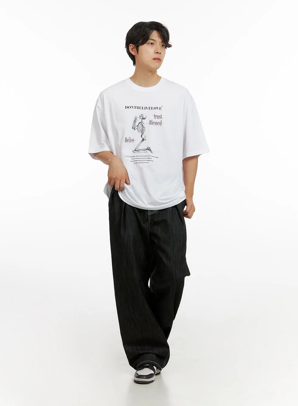 Men's Stitched Pintuck Wide Leg Pants IG409