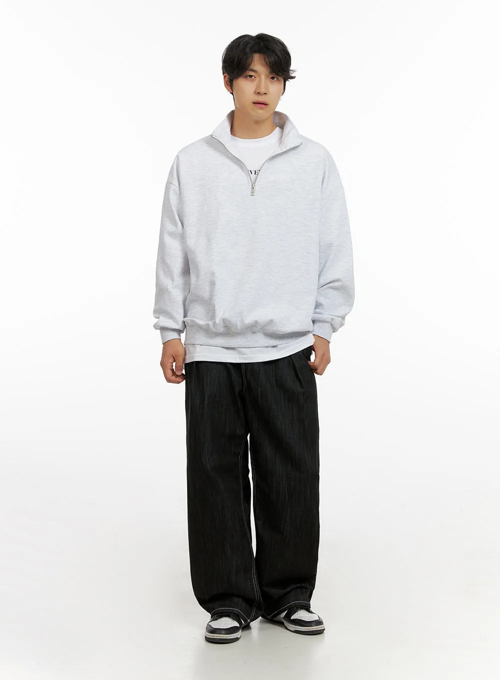 Men's Stitched Pintuck Wide Leg Pants IG409
