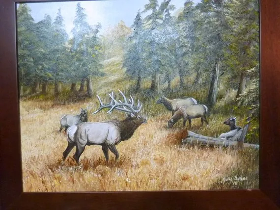 Original Oil painting, Elk painting, Wildlife Art