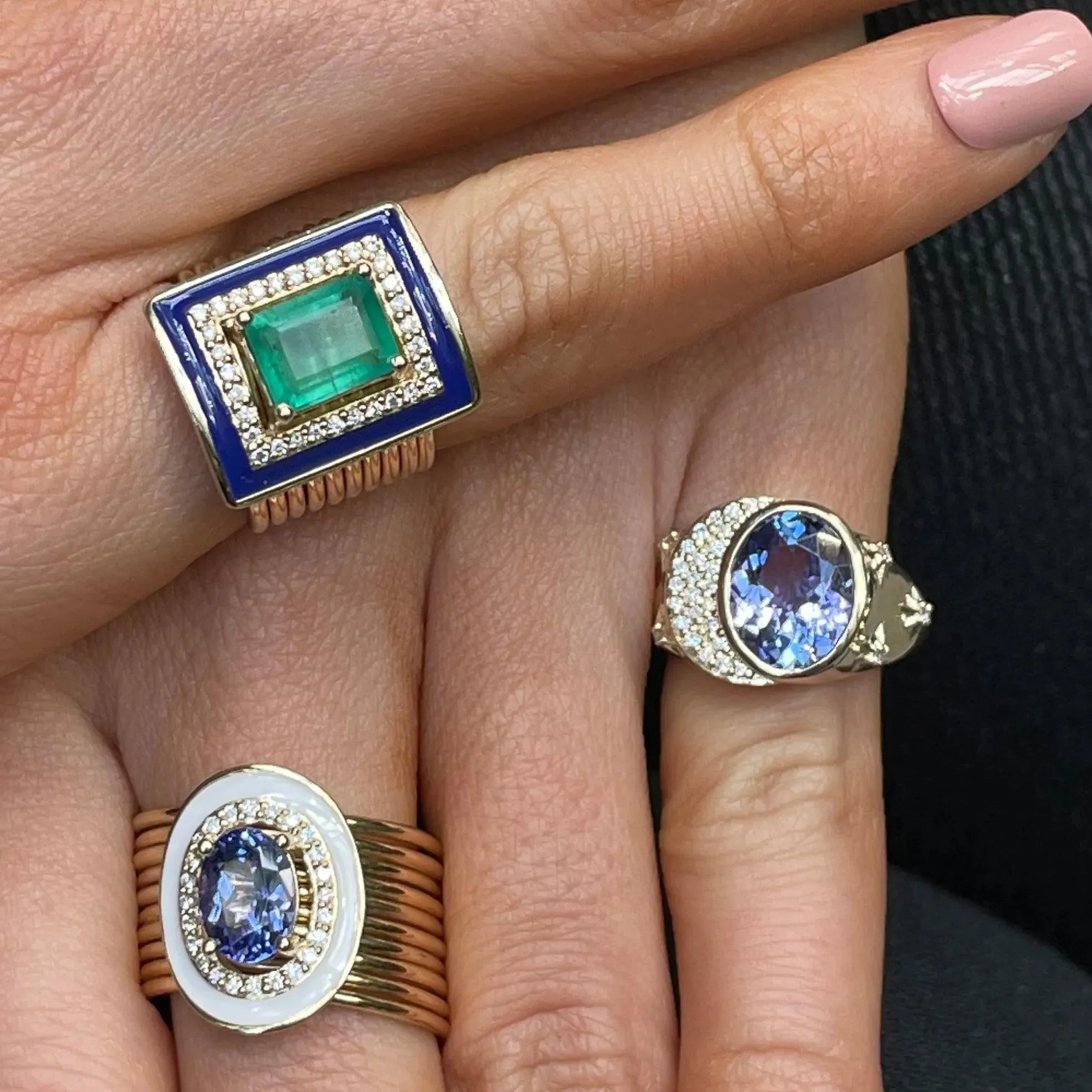 Oval Tanzanite Diamond Harem Ring