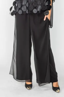 Plus Size Black Mesh Wide Leg Pants