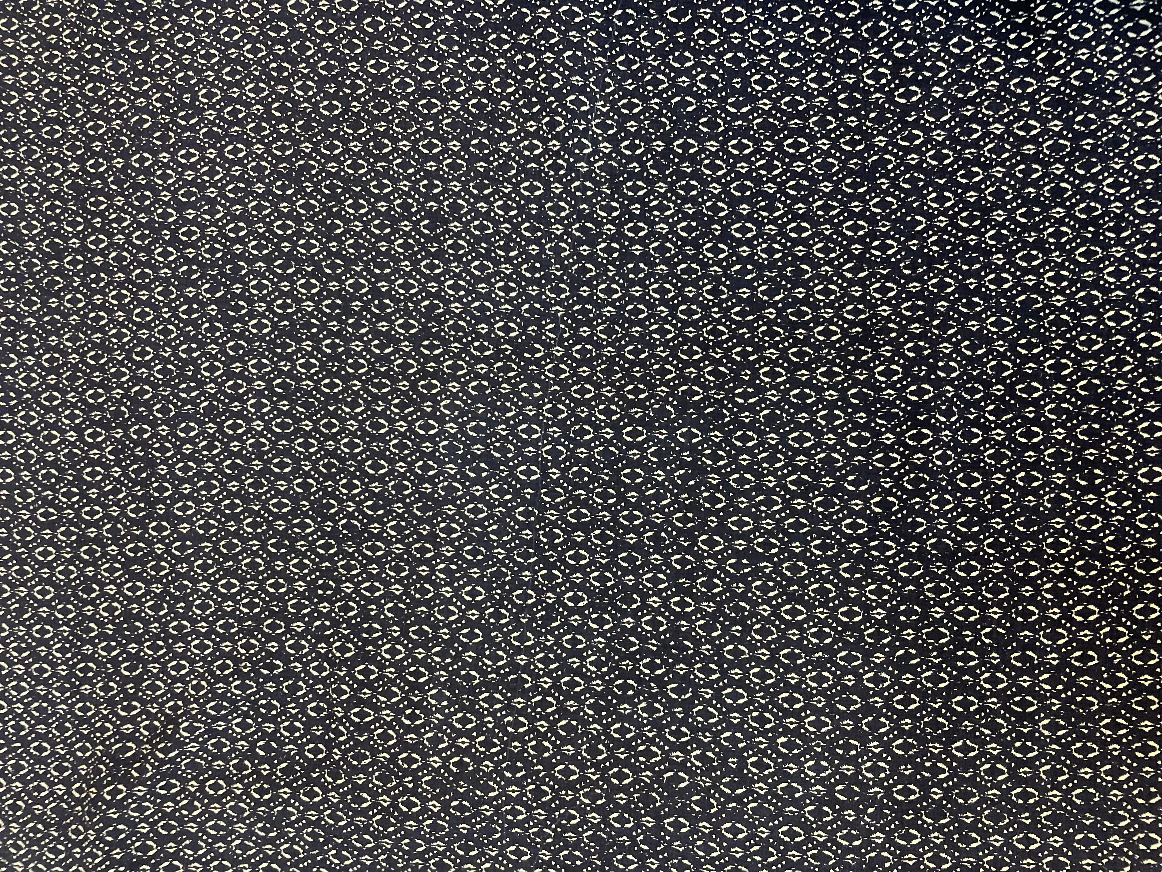 Rayon Challis Border Print - Navy / White