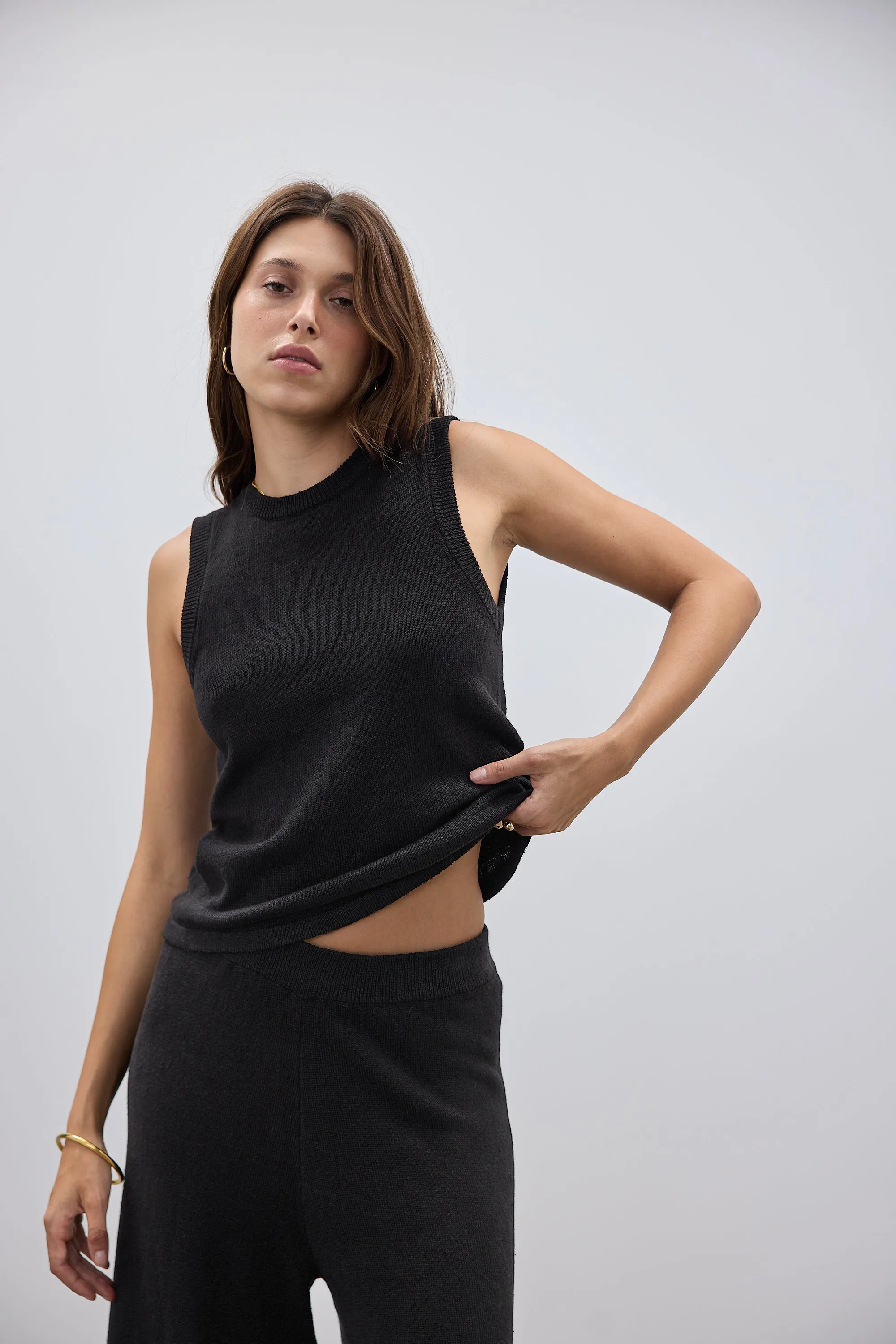 Remi Knit Tank Black