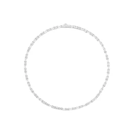 Round & Rectangular Tennis Chain In White Gold - 5mm