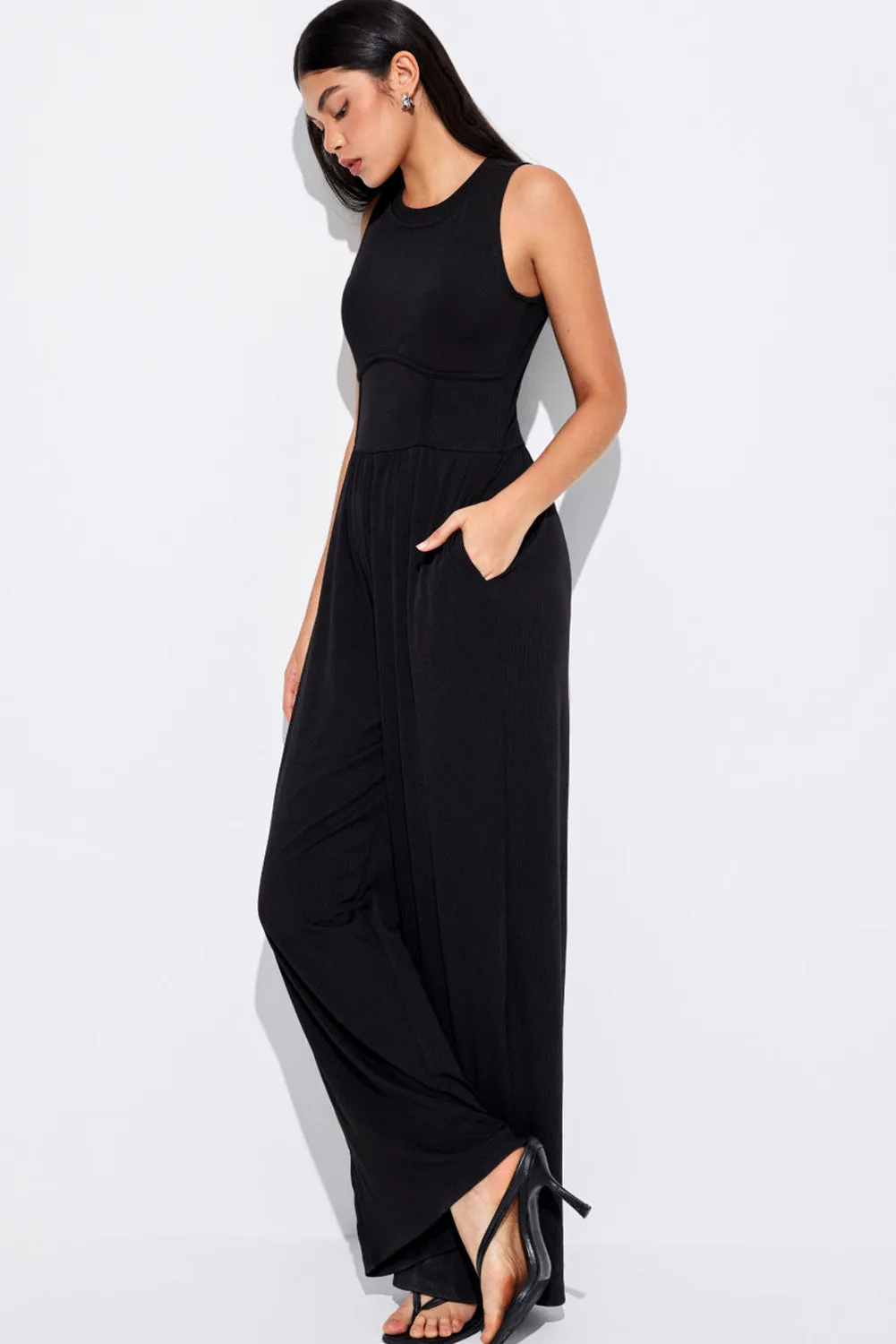 Sleeveless High Waist Wide Leg Jumpsuit