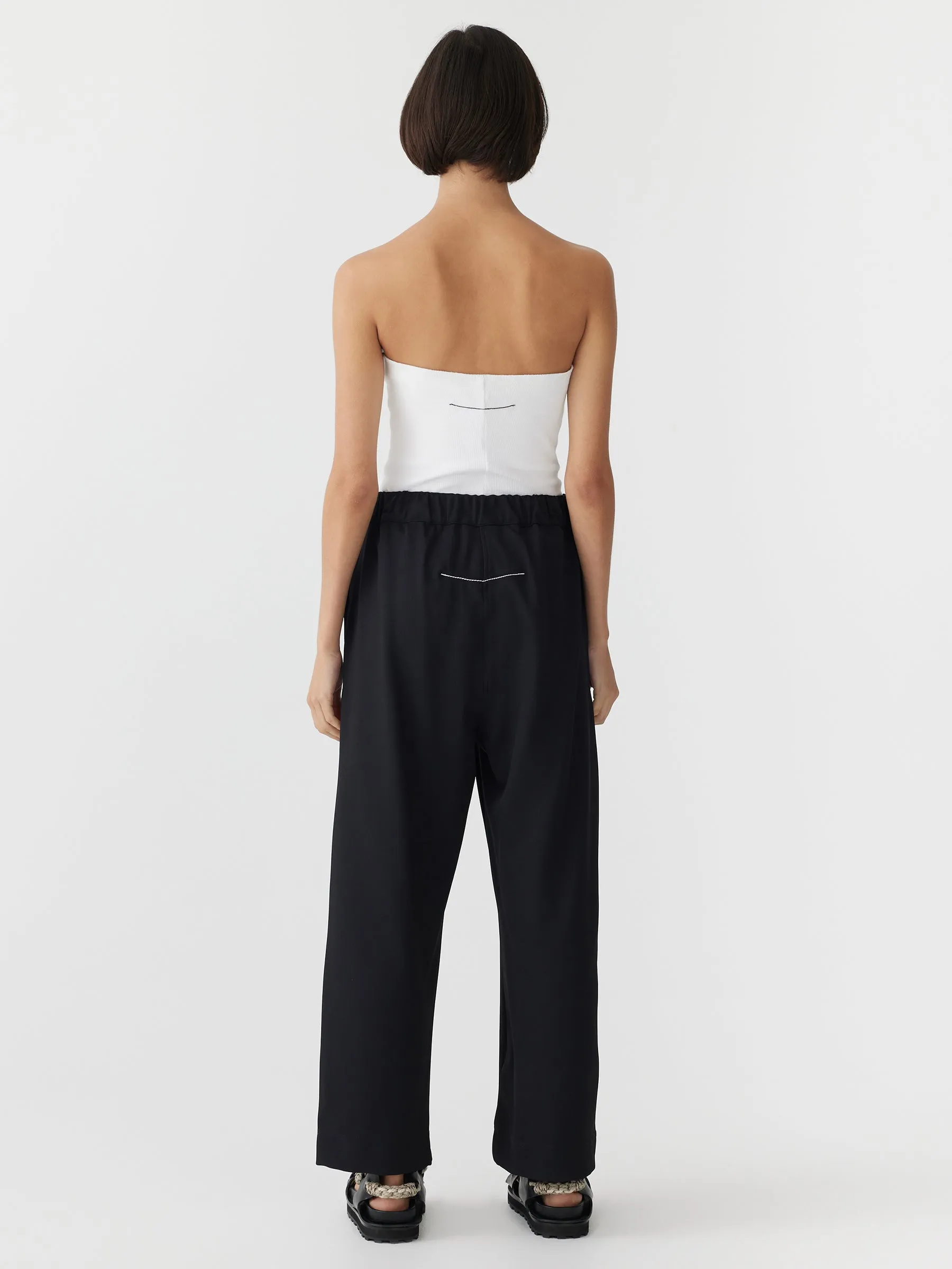 stretch twill wide leg pant