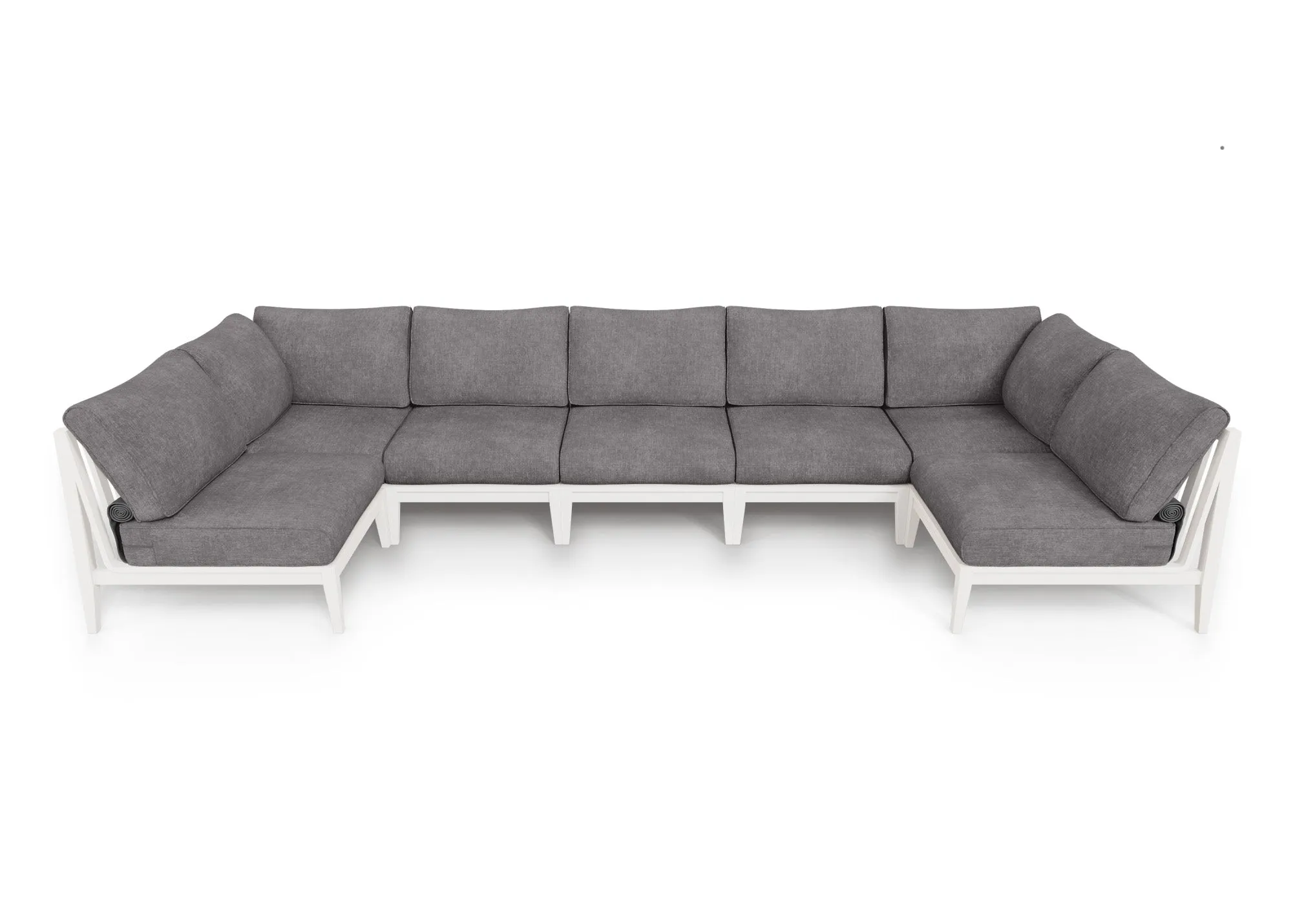 White Aluminum Outdoor U Sectional - 7 Seat