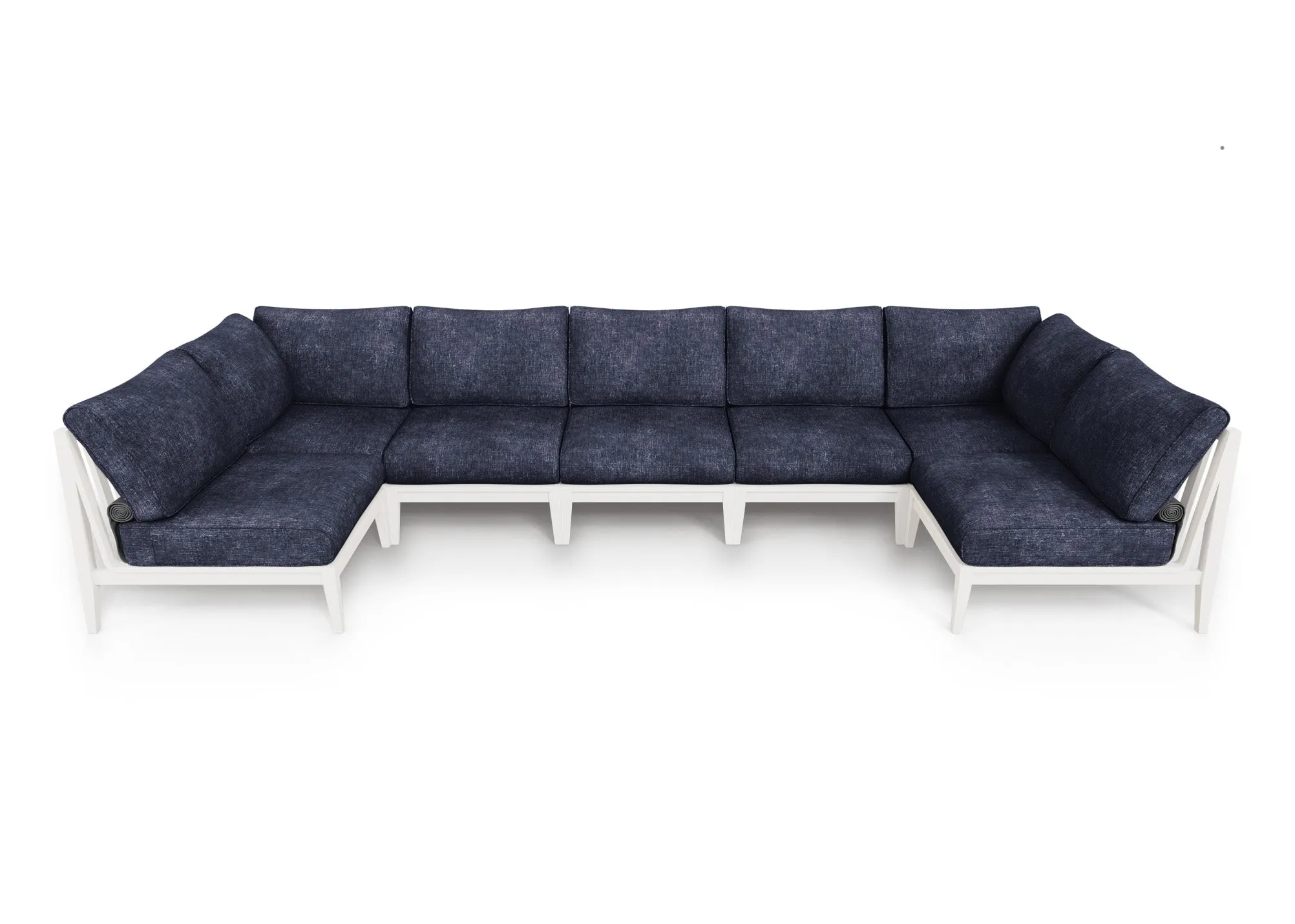 White Aluminum Outdoor U Sectional - 7 Seat