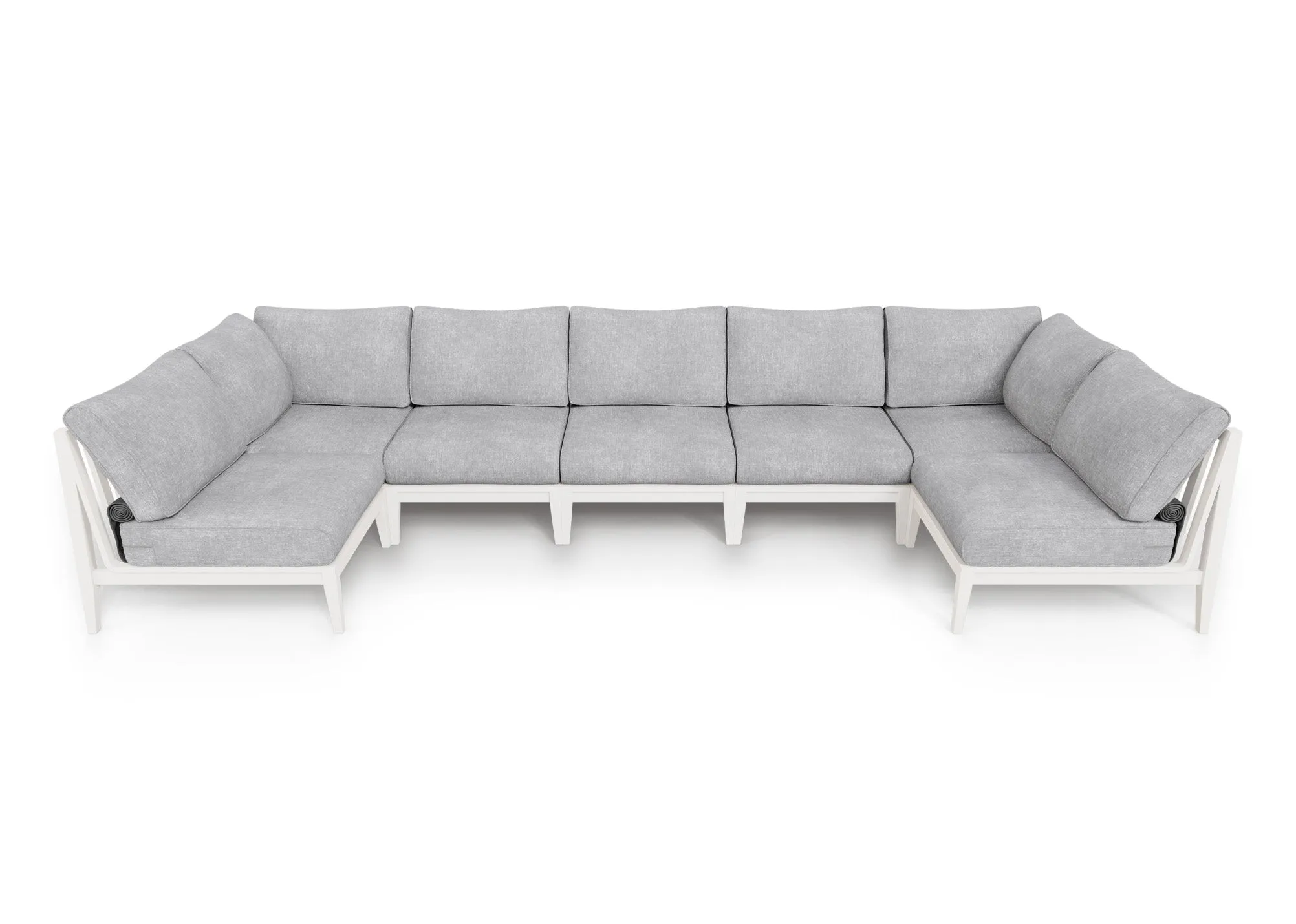 White Aluminum Outdoor U Sectional - 7 Seat
