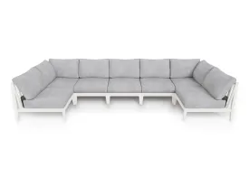 White Aluminum Outdoor U Sectional - 7 Seat