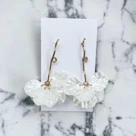 White Petal Drop Earrings