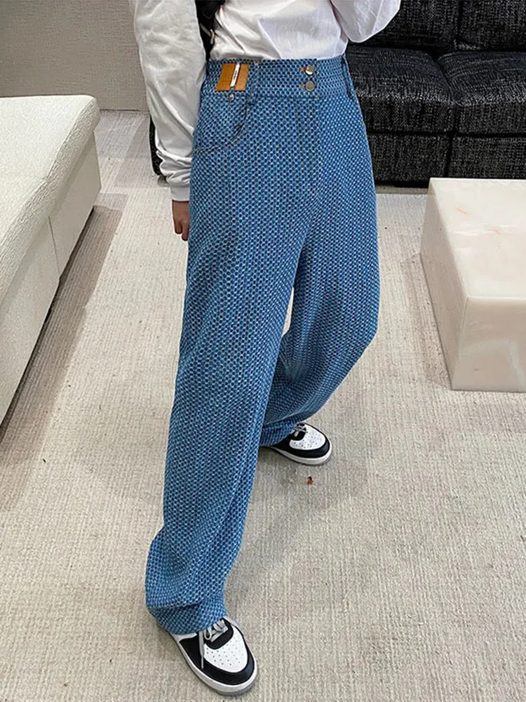 WIAOFELLAS  -  Casual Men's Denim Pants Trend Blue Straight Long Pants 2022 New Spring Korean Tide Wide Leg Jeans 2A0251