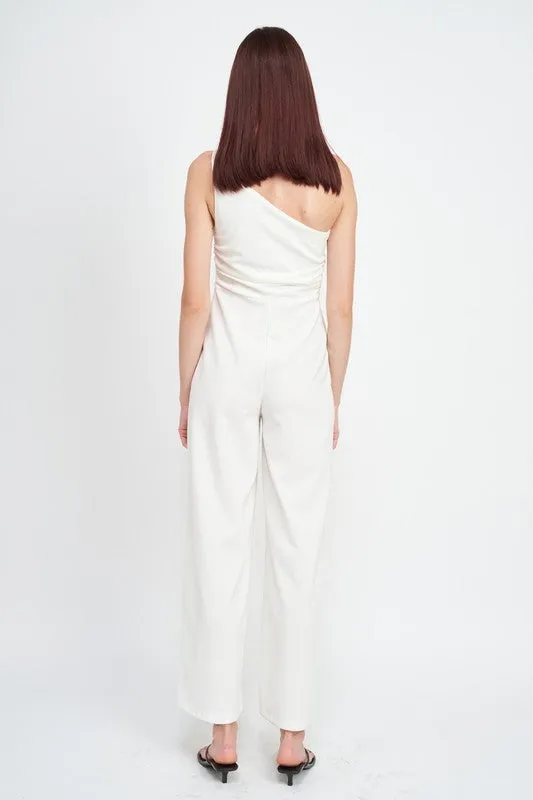 Wide Leg One Shoulder Jumpsuit
