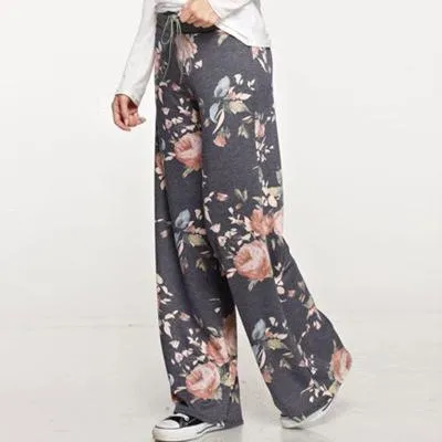 Womens Wide-Leg Palazzo-Style Vibrant Colorful Patterned Lounge Pants