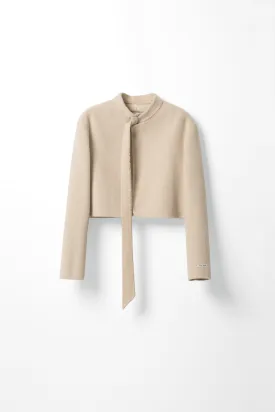 Woolen Long Sleeve Ruffle Jacket